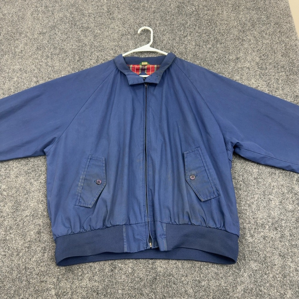 Vintage Field Stream Jacket Men XXL Blue Polyester Cotton Plaid Lined Harrington